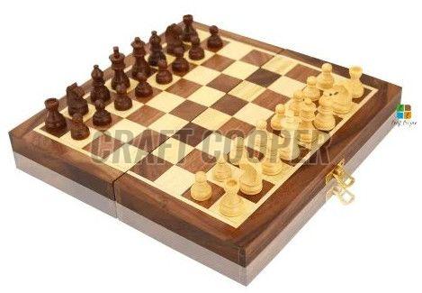 Polished Wooden Square Chess Set for Playing