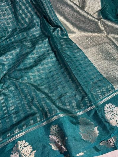 Dark Green Viscose Crepe Silk Banarasi Saree