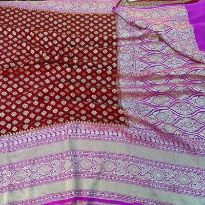 Light Maroon Buti Khaddi Georgette Banarasi Saree