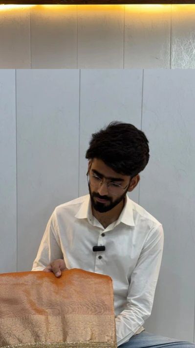 Orange Tissue Silk Lace Attached Banarasi Saree