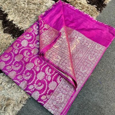 Pink Semi Katan Silk Zari Banarasi Saree