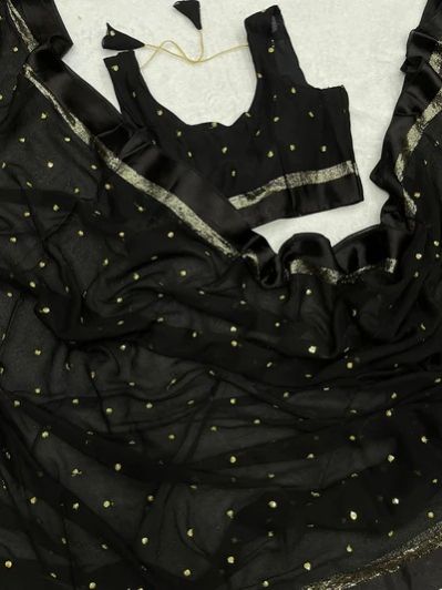 Premium Black Georgette Banarasi Silk Saree