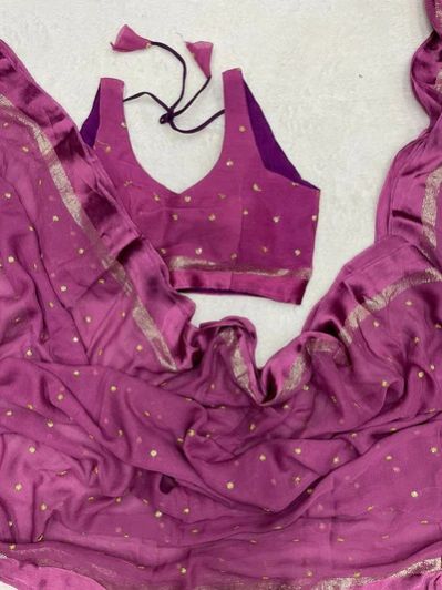 Premium Violet Georgette Banarasi Silk Saree