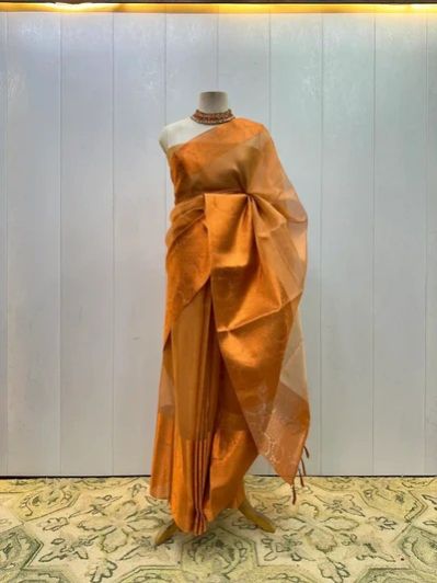 Ready TO Wear Copper Zari Kota Tissue Saree
