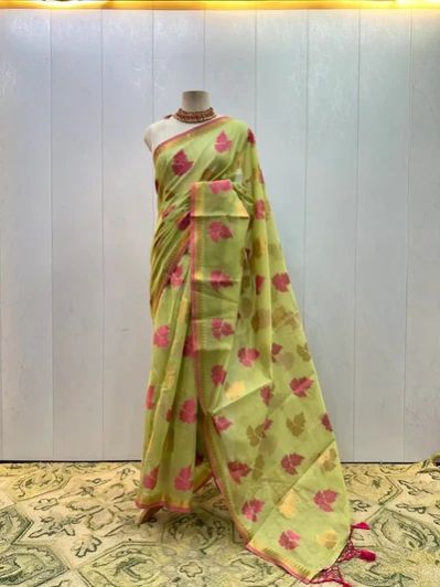 Ready TO Wear Pista Green Soft Cotton Saree