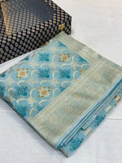 Sea Green Mashru Silk Banarasi Saree