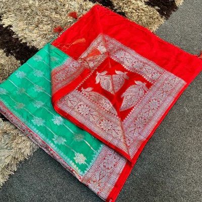 Sea Green Semi Katan Silk Zari Banarasi Saree