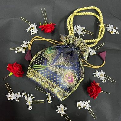 Stunning Navy Blue Color Banarasi Potli Bags