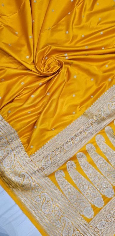 Yellow Premium Mashru Katan Silk Banarasi Saree
