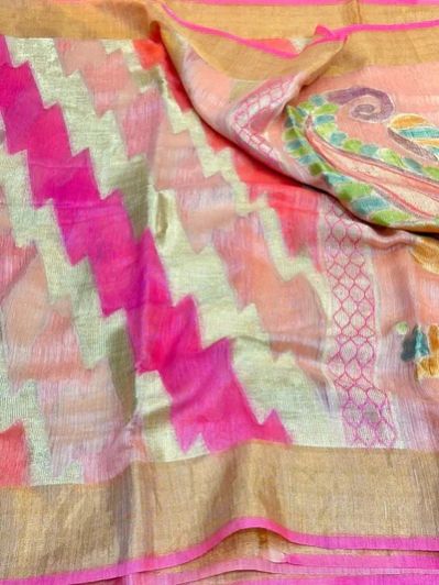 Zig Zag Abstract Weave Pure Matka Silk Banarasi Saree