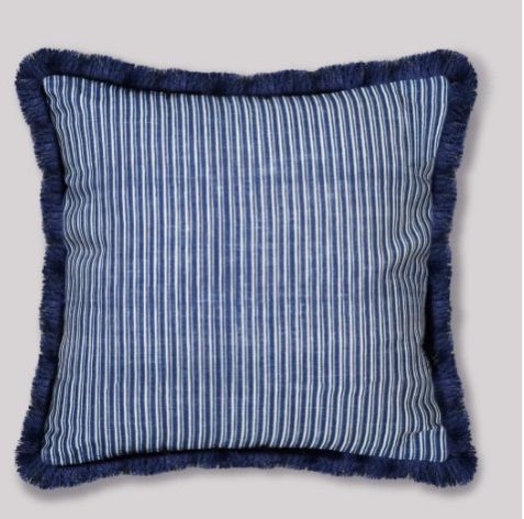 Poly Linen Coastal Stripes Decorative Cushion Cover, Color : Blue