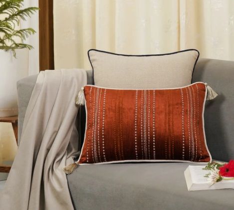 Joy Stitches Embroidery Slim Decorative Cushion Cover