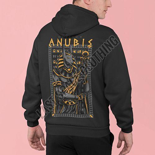 Mens Premium Quality Black Anubis Printed Fleece Hoodie