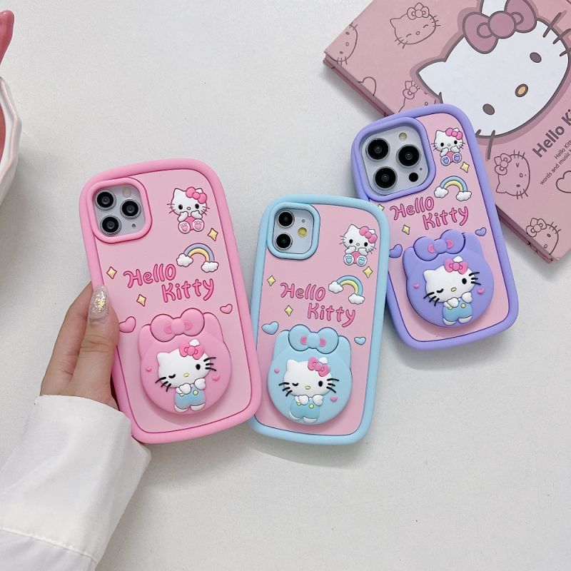 Full Protective Bow Cat Doll Flip Mirror iPhone 12 Phone Case