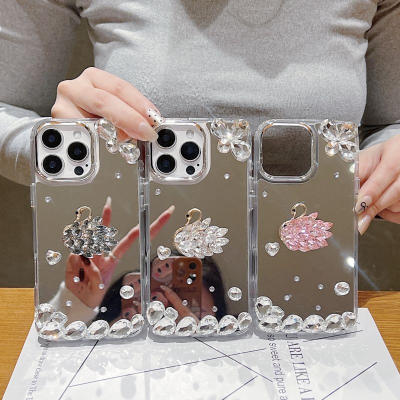 Mirror Flash Diamond Swan TPU (Soft) Phone Case