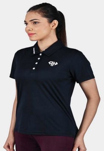 Cotton Ladies Black Polo T-Shirts, Sleeve Style : Half Sleeve