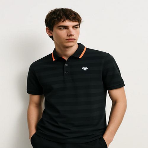 Plane 89% Poly Mens Heavy Black Classic Polo T-Shirts