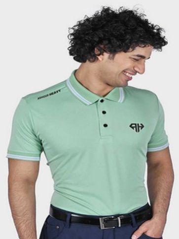 Mens Heavy Lime Green Classic Polo T Shirt