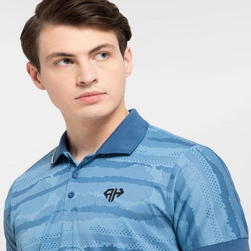 Striped 89% Poly Mens Light Blue Camo Polo T-Shirts Xl