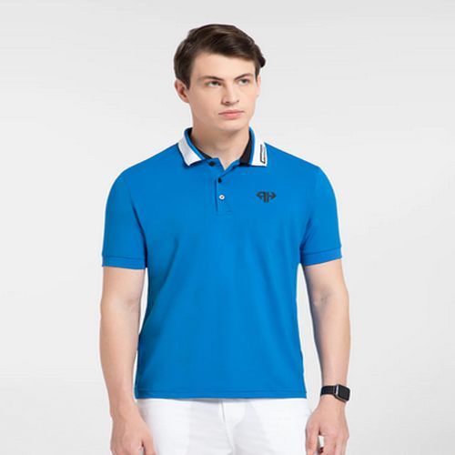 Plain 89% Poly Mens Ultra Blue Lagoon Polo T-Shirts Xl