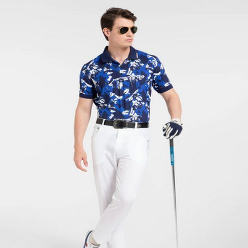 Mens Ultra Blue Tropical Maze Polo T-Shirts