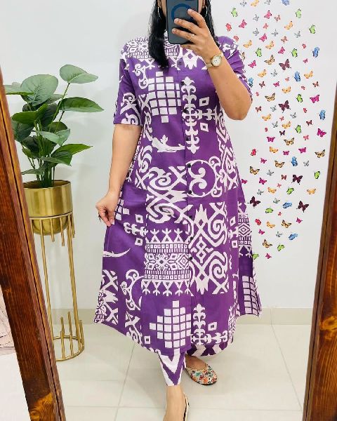 Printed Cotton Ladies Designer Kurti, Color : Purple
