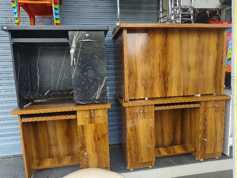 Wood Office Computer Table, Color : Brown