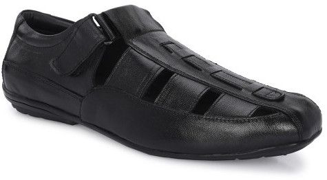 Aydinova Black Leather Roman Sandal for Men