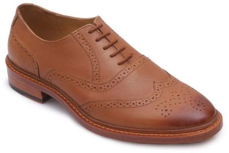 Elegant Tan Genuine Leather Brogue Shoe for Men