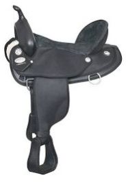 Leather Pony Saddle With Grip, Color : Black Standard