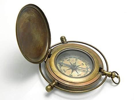 Glossy Brass Antique Compass for Decorative