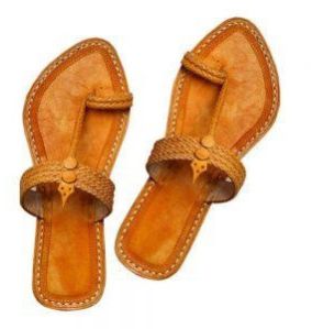 Three Braided Light Yellow Attractive Ladies Chappal