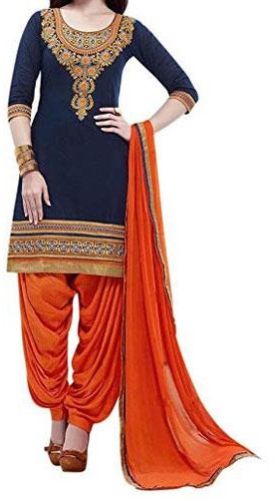 Women Blue Patiyala Cotton Salwar Suit