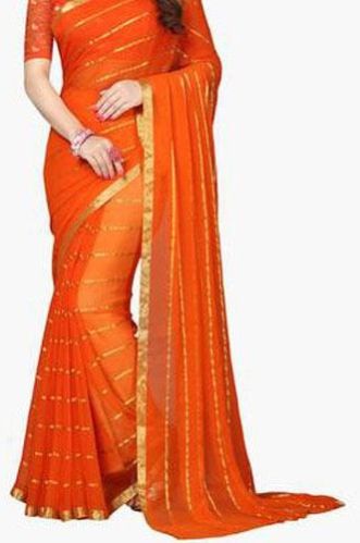 Women Chiffon Striped Saree