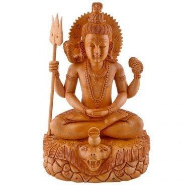 God Wooden God Shiva Statue