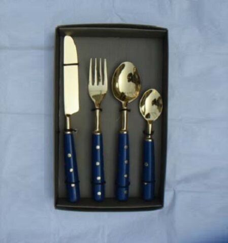 Blue Enamel Handle Cutlery Set