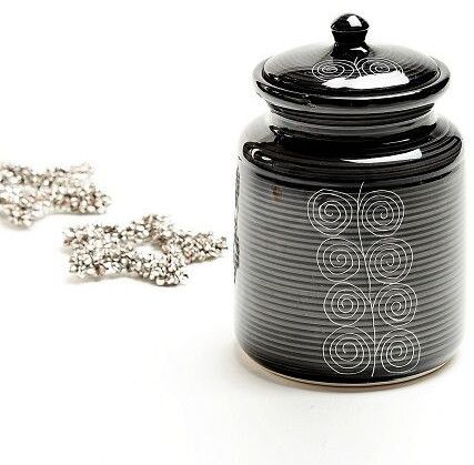 Glossy Black Ceramic Storage Jars