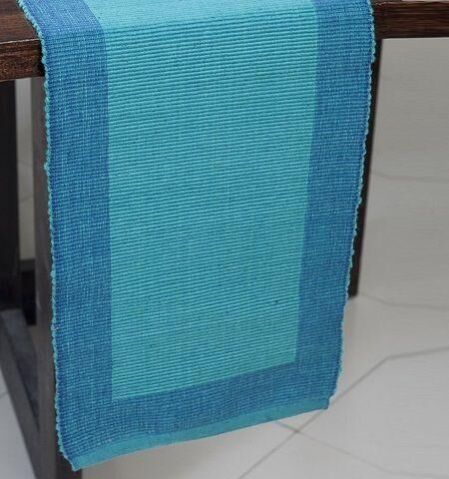 Hand Woven Aqua Table Runner