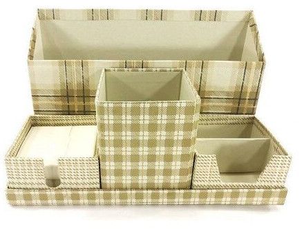 Ivory Check Pattern Handmade Paper Organizer