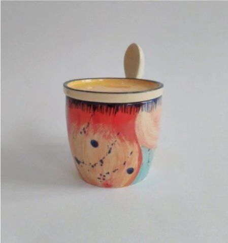 Multicolor Coffee Mug with Coaster/top