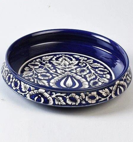 Navy Ceramic Bowl With White Floral Design