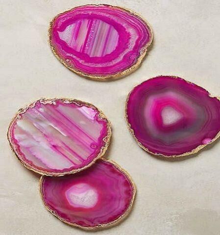 Rectangular Pink Dyed Agate Coasters, For Home