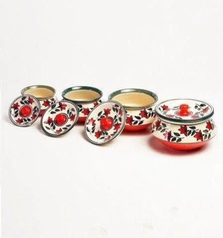 Serving Handi Set with Orange Flower Design