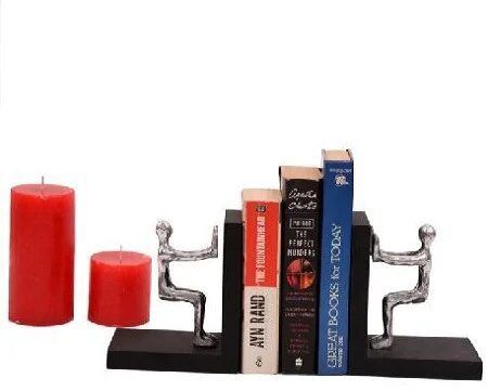Silver Metal Bookends Man
