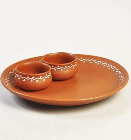 Terracotta Plate with Mini Bowl Set