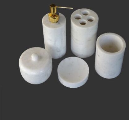 White Marble Bath Set for Bathroom Decor & Organization