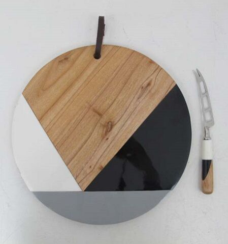 Wooden & Marble Round Cheese Board