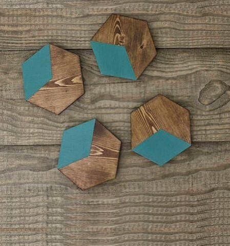Wooden and Enamel Hexagon Coasters