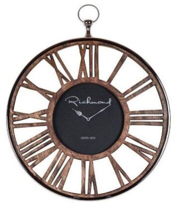 Wooden Clock With Black Metal