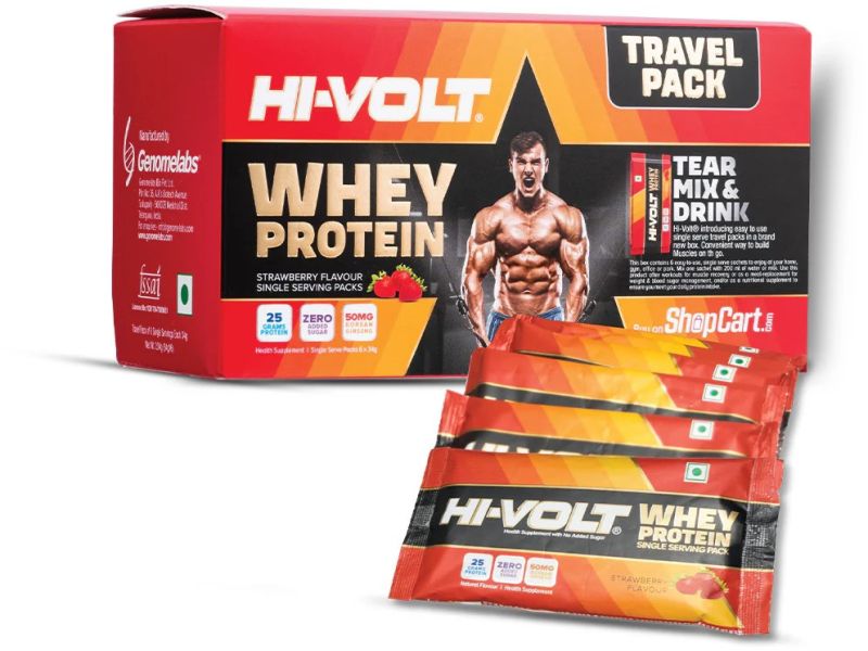 Hi-Volt Whey Protein Travel Pack (Strawberry) - Pack OF 6